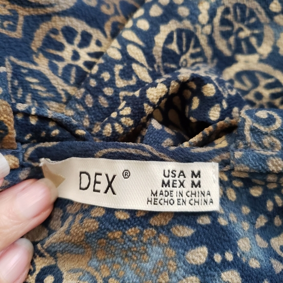 Dex Blue & Gold Boho Bohemian Dress Size Medium - Picture 7 of 9